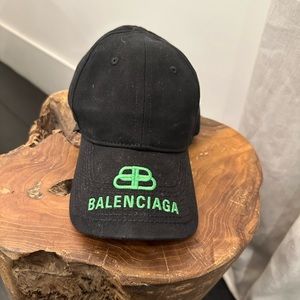 Authentic Balenciaga Cap black with green logo